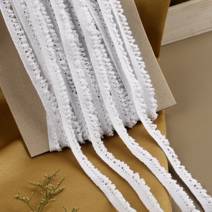 Тесьма вязаная эластичная, 10 мм × 9,1 м ± 0,5 м, цвет белый Тесьма вязаная эластичная, 10 мм × 9,1 м ± 0,5 м, цвет белый