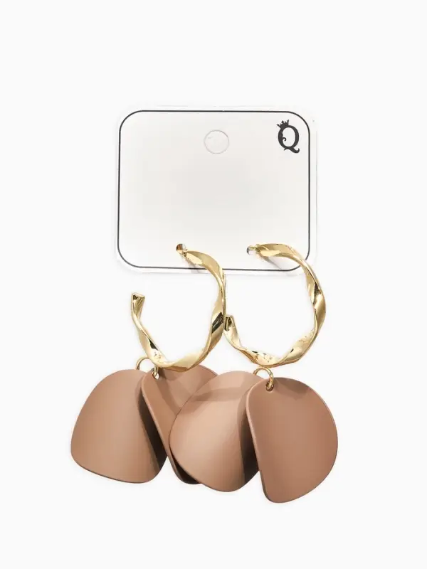 Серьги &laquo;Лепесточки на кольце&raquo;, коричневые в золоте