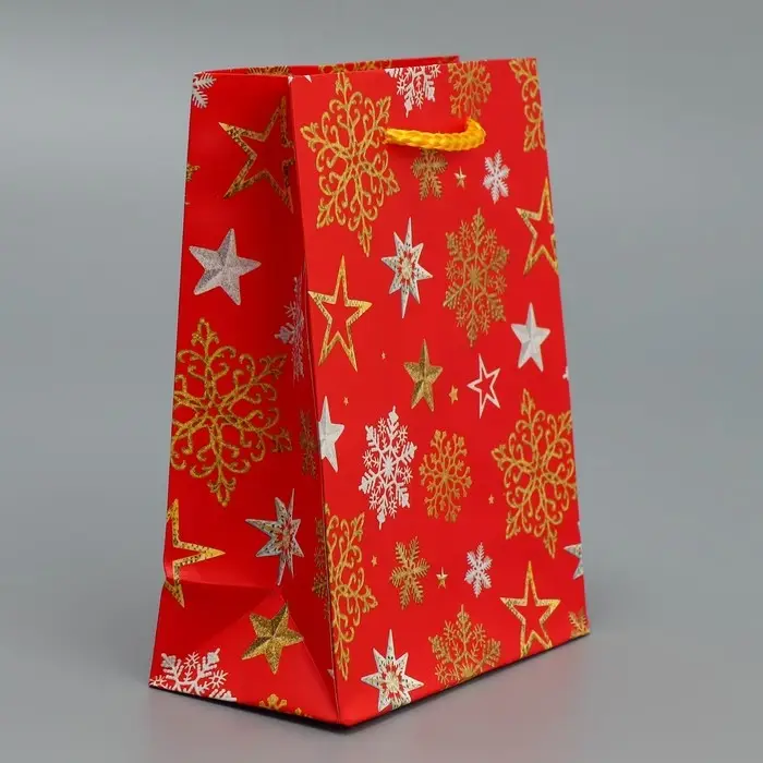 Пакет подарочный новогодний ламинированный «Звёздные снежинки», S 12 х 15 х 5.5 см Пакет подарочный новогодний ламинированный «Звёздные снежинки», S 12 х 15 х 5.5 см