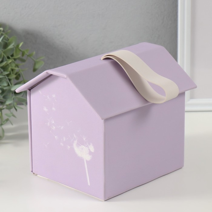 Шкатулка кожзам для украшений домик  Шкатулка кожзам для украшений домик "Зайка" сирень 16,5х19х16,5 см