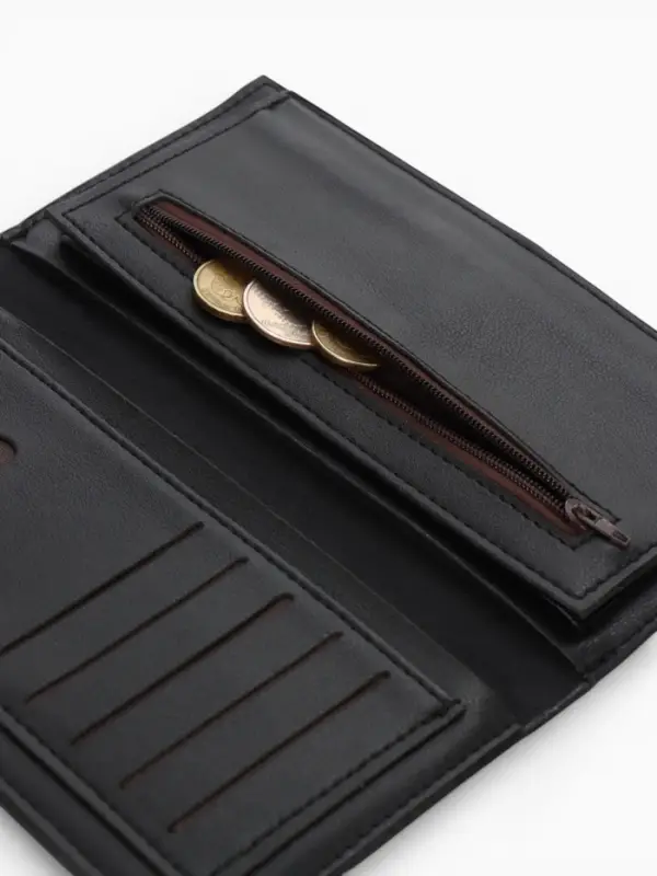 Портмоне мужское &laquo;Кайс&raquo;, на магните, отдел для карт, монет, чёрное