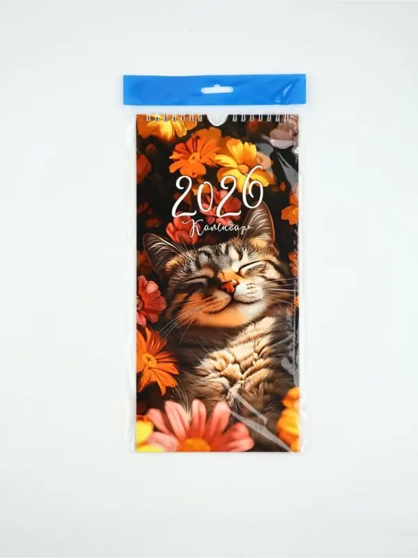 Календарь 2026 на ригеле «Кот в цветах» 16.5×34 см Календарь 2026 на ригеле «Кот в цветах» 16.5×34 см