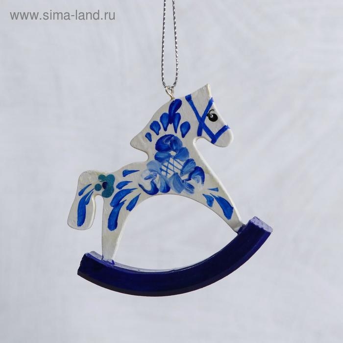 Сувенир  Сувенир "Лошадка-качалка" под гжель, 6,5 см, ручная роспись