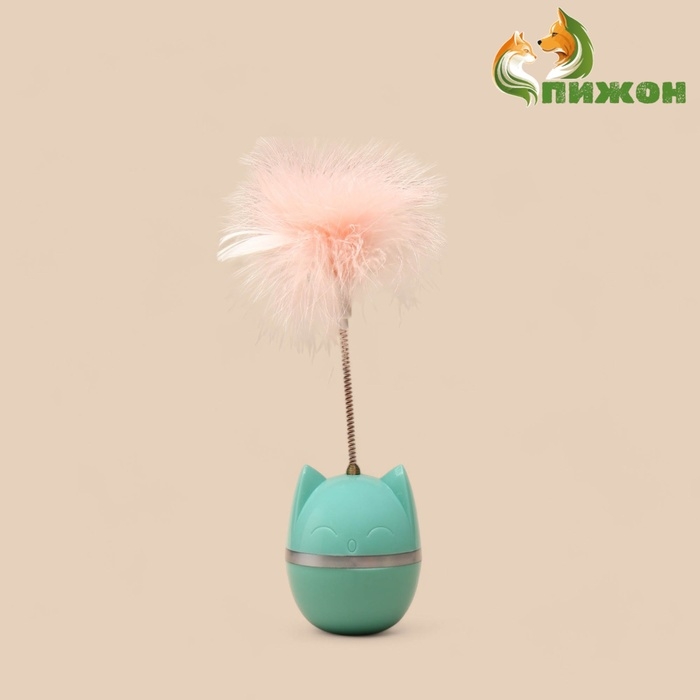 Игрушка-неваляшка  Игрушка-неваляшка "Перьевой взрыв" для кошек, 20 см, голубая
