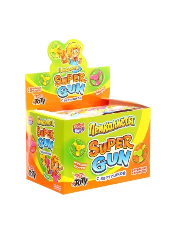 Взрывная карамель &laquo;Приколисты. Super Gun с вертушкой&raquo;, с игрушкой и татуировкой, 1 г