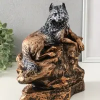 Копилка "Волк на скале" 16х28х27 см, бронза с серебром Копилка "Волк на скале" 16х28х27 см, бронза с серебром