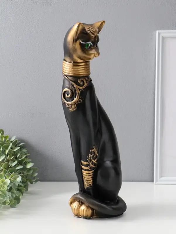 Копилка для денег &laquo;Кошка Маркиза с обручем&raquo;, чёрная, 48&times;18&times;15 см