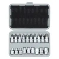 Набор головок 1/2"DR TORX 9пр. (E10-E24) и головок со вставками, L=55мм, 10пр. (T20-T70), кейс