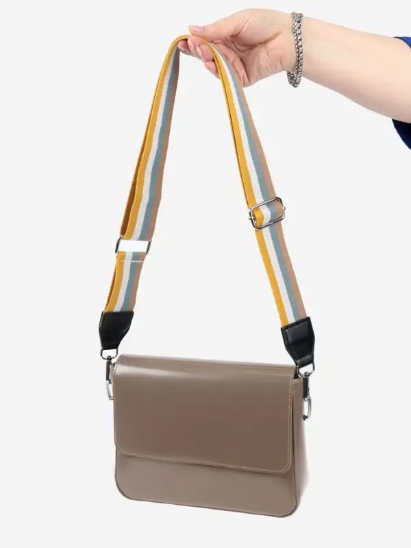 Ручка для сумки, стропа с кожаной вставкой, 135&plusmn;3&times;3.8 см, жёлтая, белая