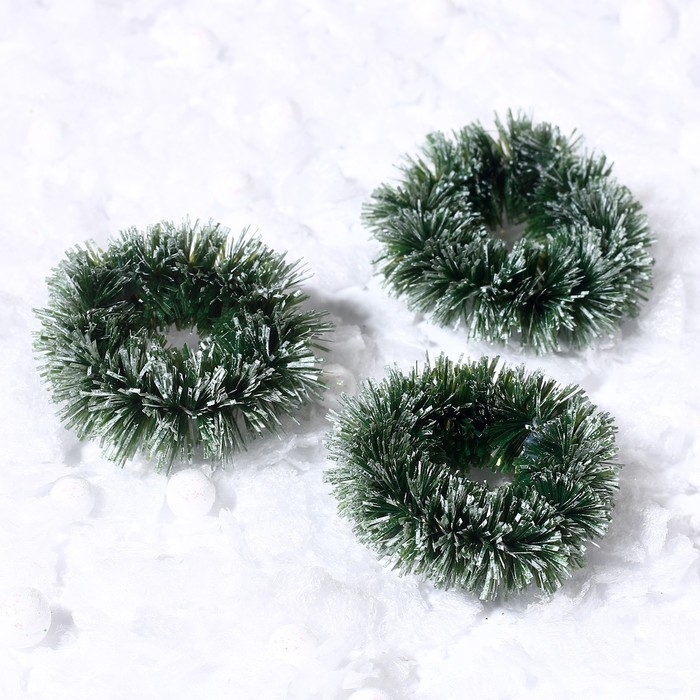 Декор «Новогодний венок», набор 3 шт., размер 1 шт. — 3 см, цвет тёмно-зелёный Декор «Новогодний венок», набор 3 шт., размер 1 шт. — 3 см, цвет тёмно-зелёный