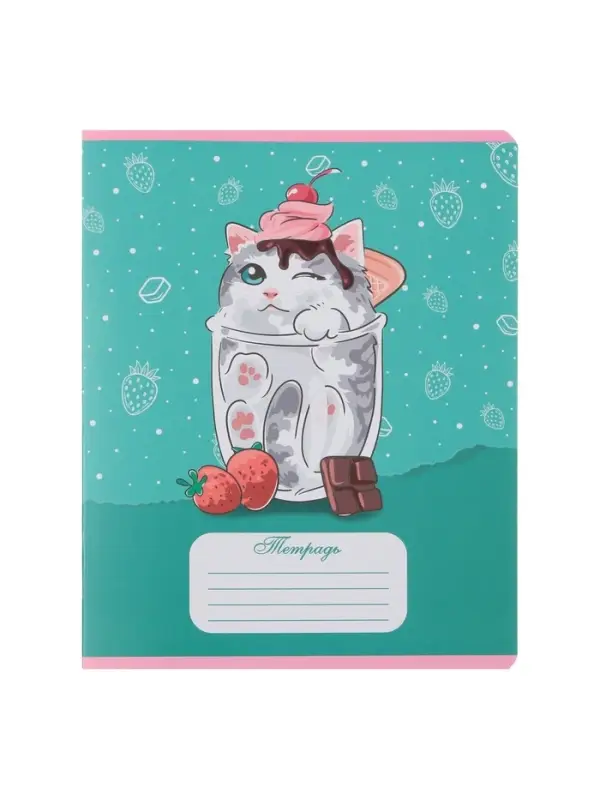 Комплект тетрадей из 10 штук, 18 листов в линию Calligrata "Котятки", обложка мелованная бумага, ВД-лак, блок №2, белизна 75% (серые листы), 5 видов по 2 штуки