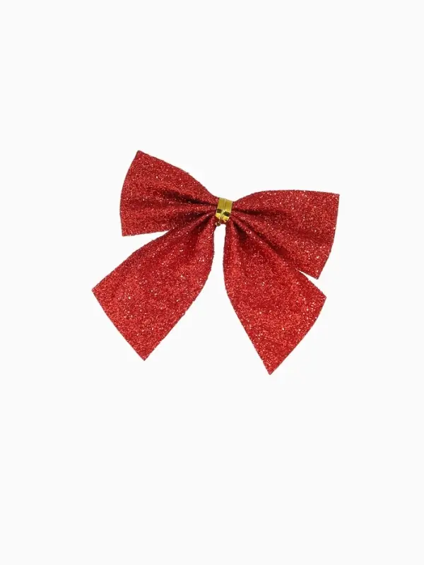 Ёлочные игрушки 12 шт. &laquo;Зимнее волшебство. Бантик - блеск&raquo; пластик, 4.5&times;5.5 см, красный