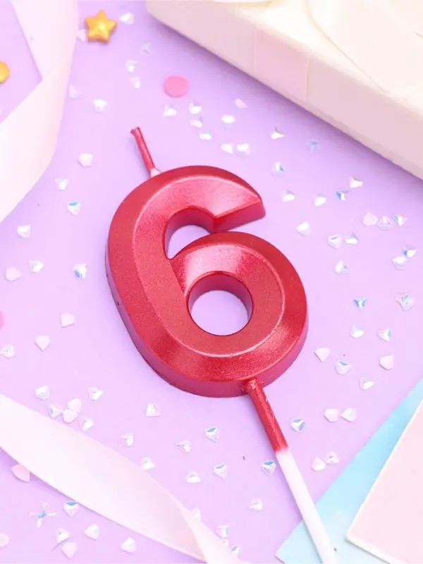 Свеча в торт на шпажке «Цифра 6», красная, 5 см Свеча в торт на шпажке «Цифра 6», красная, 5 см