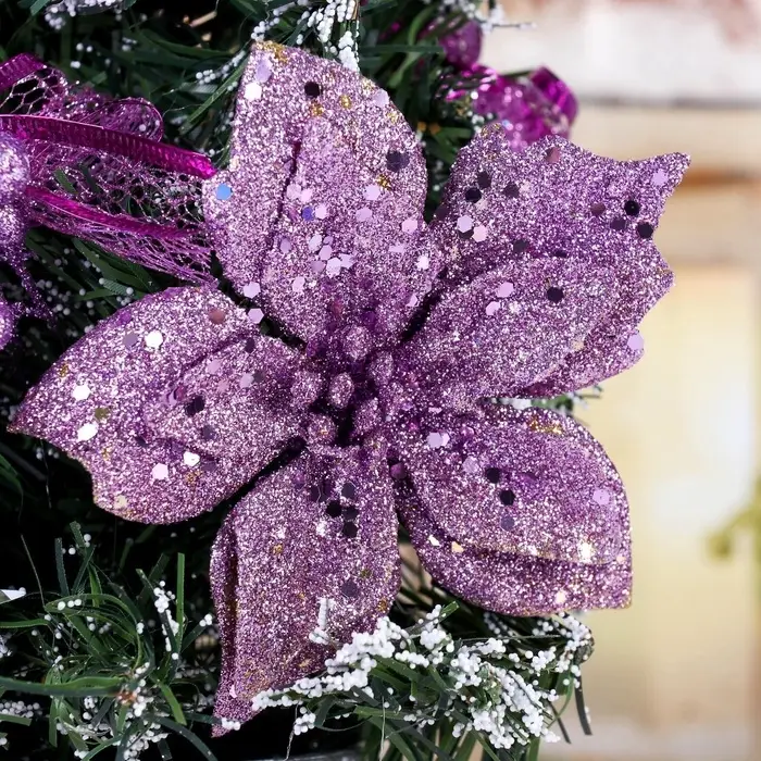 Искусственная ёлка настольная &laquo;Зимнее волшебство. Зимний лес&raquo;, 40 см, ветки ПВХ отгибаются, сиреневая