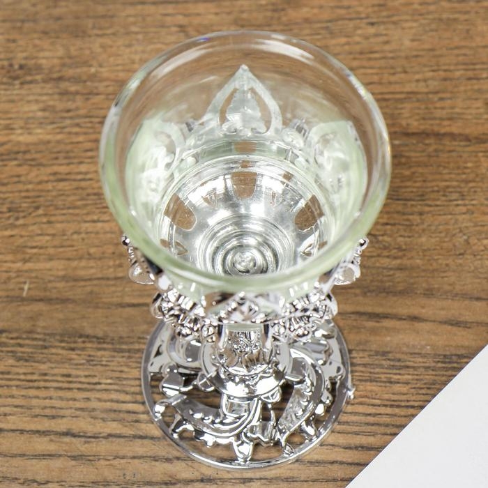 Подсвечник стекло Подсвечник стекло "Наслаждение" 12*6,5*6,5 см, серебро