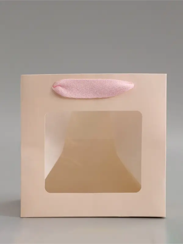 Пакет подарочный, крафт, с окном, &laquo;Розовый&raquo;, 15&times;15&times;15 см