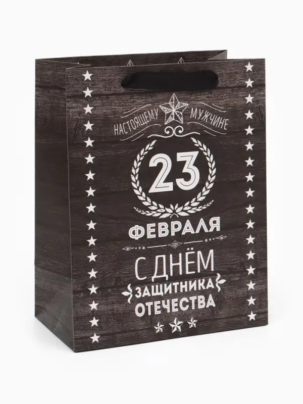 Пакет подарочный ламинированный, упаковка, &laquo;С 23 февраля&raquo;, MS 18&times;23&times;10 см