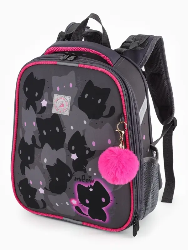 Рюкзак школьный для девочки &laquo;Котики&raquo;, Stavia, эргономичная спинка, 30&times;16&times;38 см, серый