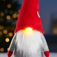 Светодиодная фигура &laquo;Гномик в красной шапке&raquo; 60 см, текстиль, 1 LED, от батареек LR1130&times;3, свечение тёплое белое