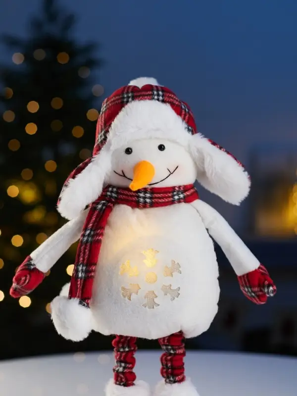 Фигура текстиль «Снеговик» 40-60 см, телеск-е ножки, 1LED, LR1130х3 (в компл.), Т/БЕЛЫЙ