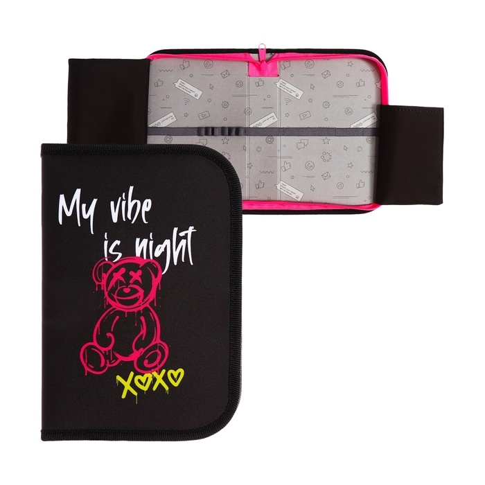 Пенал 1 секция 140 х 210 х 40 мм, откидной карман и косметичка, тканевый, Calligrata TOP Content Пенал 1 секция 140 х 210 х 40 мм, откидной карман и косметичка, тканевый, Calligrata TOP Content "Медведь"