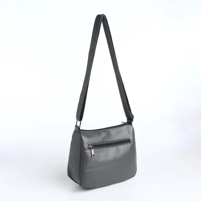Сумка женская кросс-боди на молнии, 20&times;8.5&times;15 см, серая
