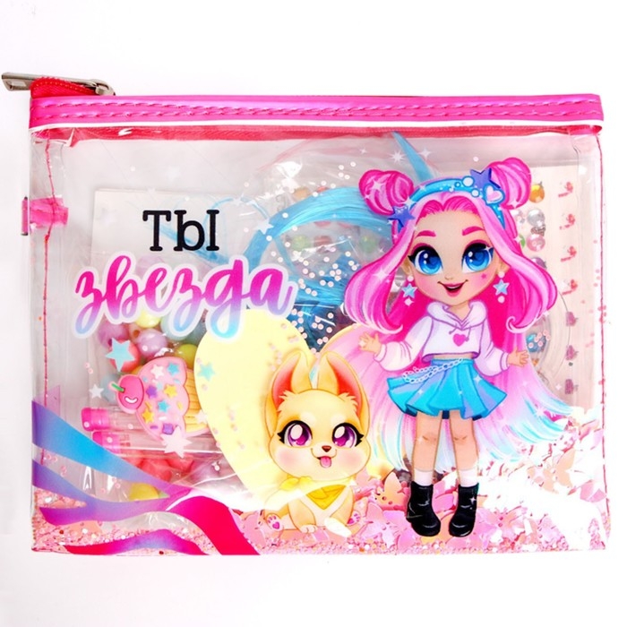 Набор с прядями, тату, стразами, в сумочке Набор с прядями, тату, стразами, в сумочке