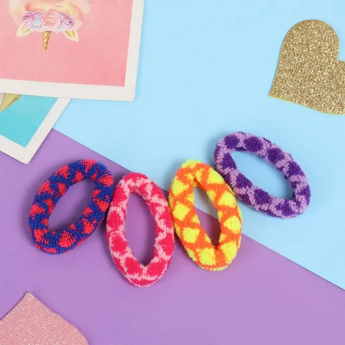 Резинка для волос "Махрушка" (набор 4 шт) яркая сеточка, 3,5 см