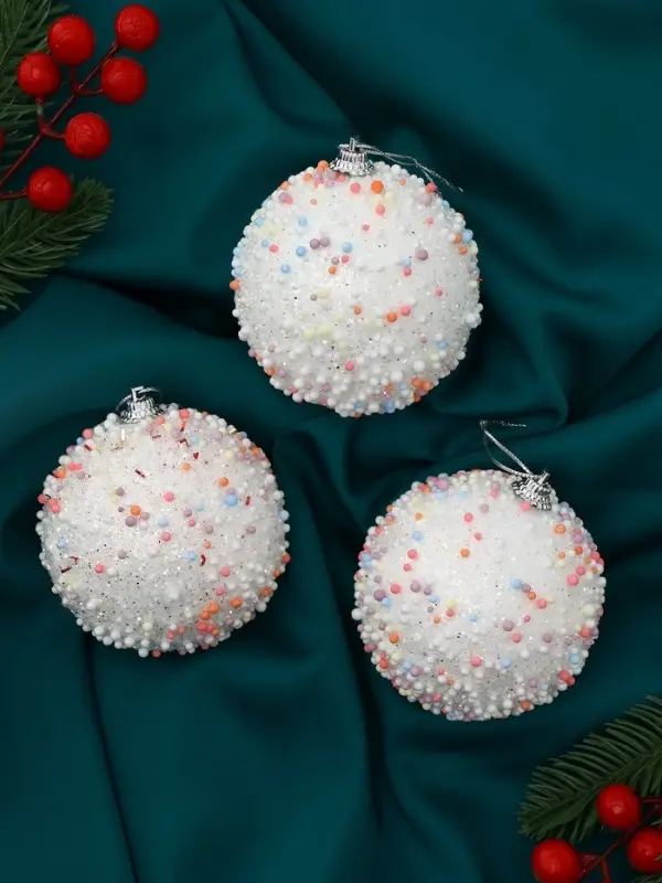 Ёлочные игрушки &laquo;Абель&raquo;, шары новогодние, d=8 см, 3 шт., колор