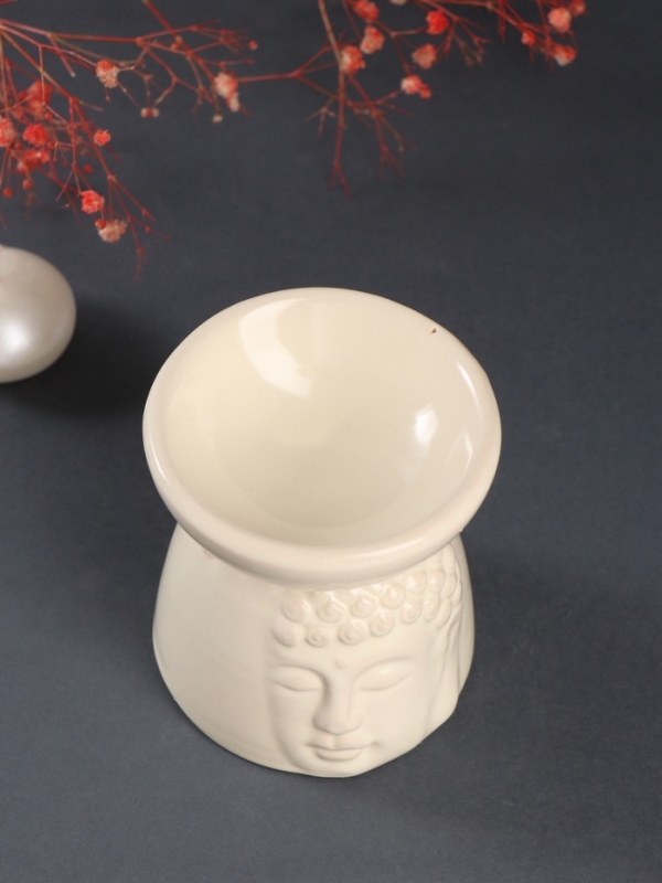 Аромалампа керамика Аромалампа керамика "Лик Будды" светлый беж 8х8х9 см