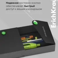Пенал - футляр на кнопке ErichKrause Matt Accent, пластиковый, чёрный, МИКС