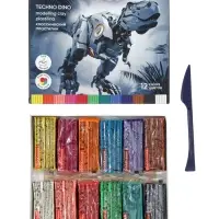 Пластилин 12 цветов ErichKrause Techno Dino, со стеком
