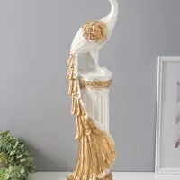 Колонна "Жар-птица" белый с золотом, 67х16х16 см