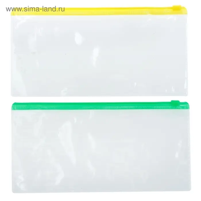 Папка-конверт на ZIP-молнии Calligrata А65 (122&times;240 мм), 100 мкм, прозрачная, МИКС