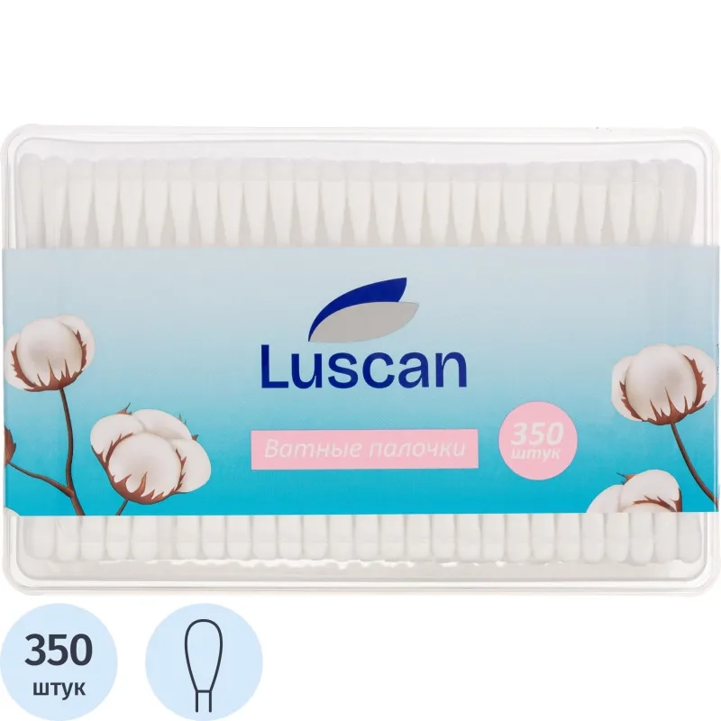 Палочки ватные Luscan &nbsp; пластик. моноблок 350шт/уп