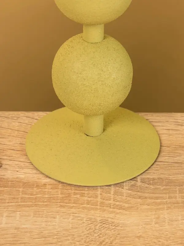 Подсвечник на 1 свечу текстурный  Подсвечник на 1 свечу текстурный "Оливковый" с 2 сферами 8,5х8,5х18 см