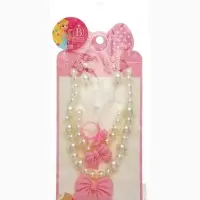 Набор детских украшений Выбражулька &laquo;Бант&raquo;, 4 предмета: кулон, браслет d=6 см кольцо, клипсы, бело-розовый