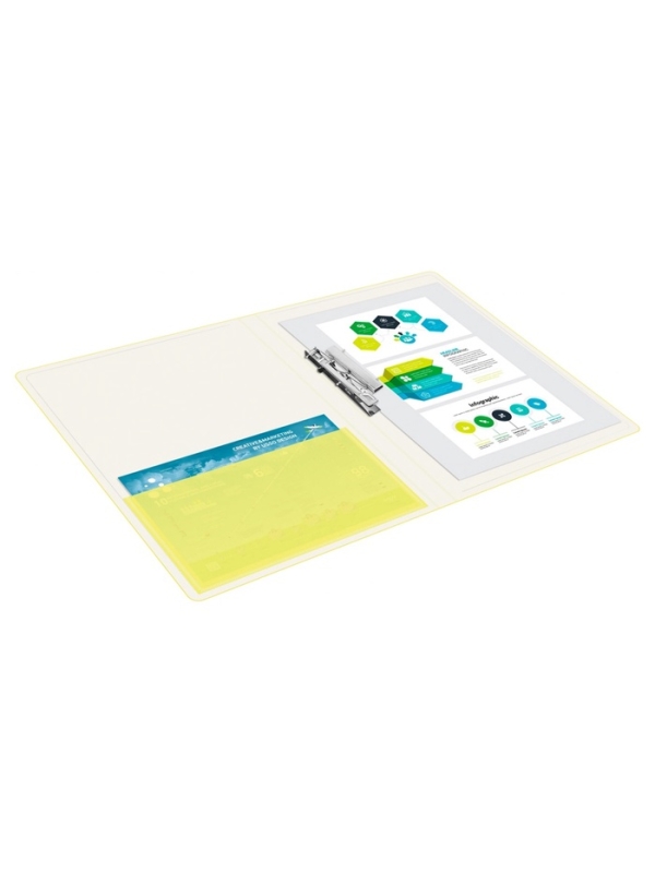 Папка с зажимом А4, 700 мкм, корешок 27 мм, Calligrata Double Neon, внутренний карман, до 180 листов, желтый неон Папка с зажимом А4, 700 мкм, корешок 27 мм, Calligrata Double Neon, внутренний карман, до 180 листов, желтый неон