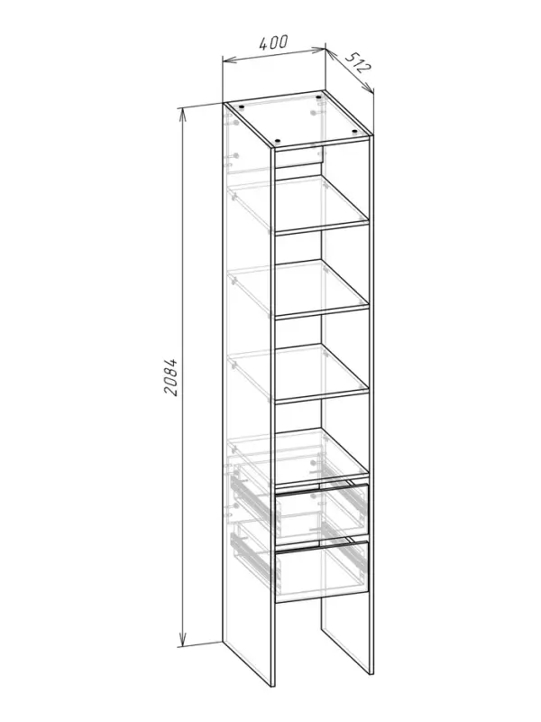 Комплект модульной гардеробной системы «Модус», 2800×2080×510 мм, цвет белый