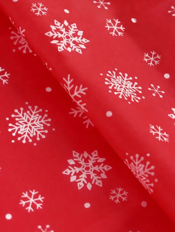 Бумага упаковочная тишью Бумага упаковочная тишью "Снежинки на красном", красная, 50 х 66 см