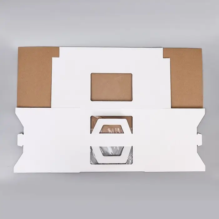 Коробка под торт 2 окна, с ручками, белая, 26&times;26&times;26 см