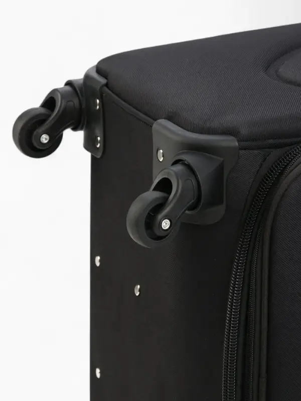 Чемодан на колёсах Royalbag большой 104 л (L), на молнии, с увеличением, кодовый замок, 4 колеса, чёрный