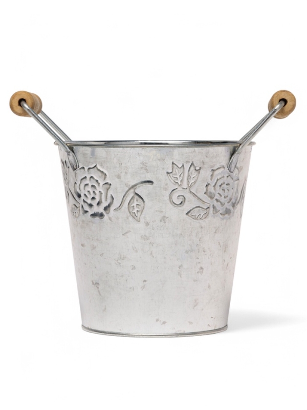 Кашпо с деревянными ручками "Ведерко Альва" 13х12см