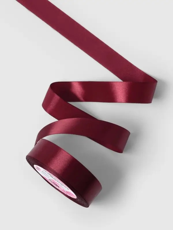 Лента атласная, 25 мм, 23&plusmn;1 м, бордовая №165