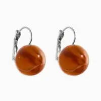 Серьги пластик "Шар №16" с разводами и блёстками, цвет светло-коричневый в серебре