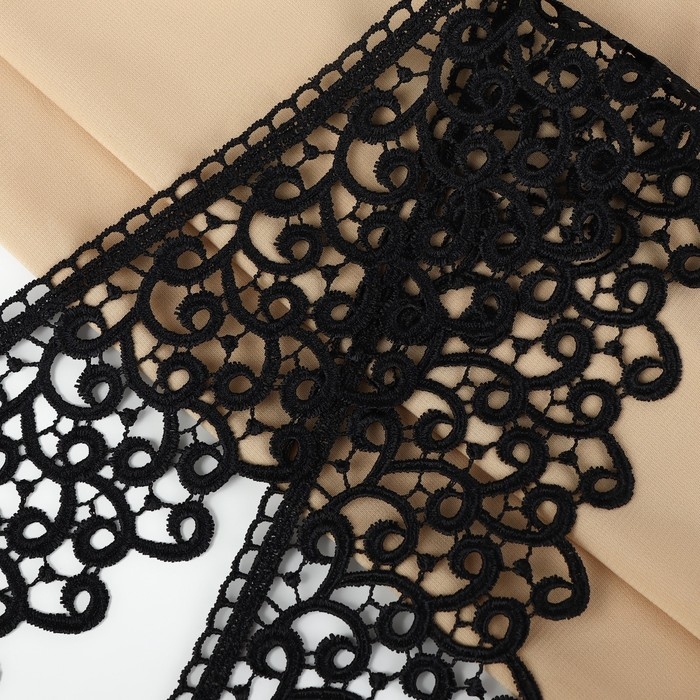 Кружево гипюровое, 78 мм × 11 ± 1 м, цвет чёрный Кружево гипюровое, 78 мм × 11 ± 1 м, цвет чёрный