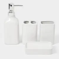 Набор для ванной &laquo;Кристаль&raquo;, 4 предмета, дозатор для мыла, 2 стакана, мыльница