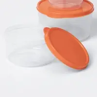 Набор контейнеров пищевых круглых Доляна, 3 шт: 150 мл, 300 мл, 500 мл, прозрачные, крышка оранжевая Набор контейнеров пищевых круглых Доляна, 3 шт: 150 мл, 300 мл, 500 мл, прозрачные, крышка оранжевая