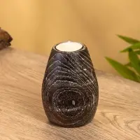 Подсвечник, d=4 см, 8&times;8&times;11 см, дерево джати, тёмно-коричневый