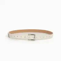 Ремень женский, 110&times;2.3 см, классическая пряжка металл, серебристая, белый